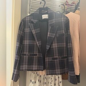 Plaid blazer crop style